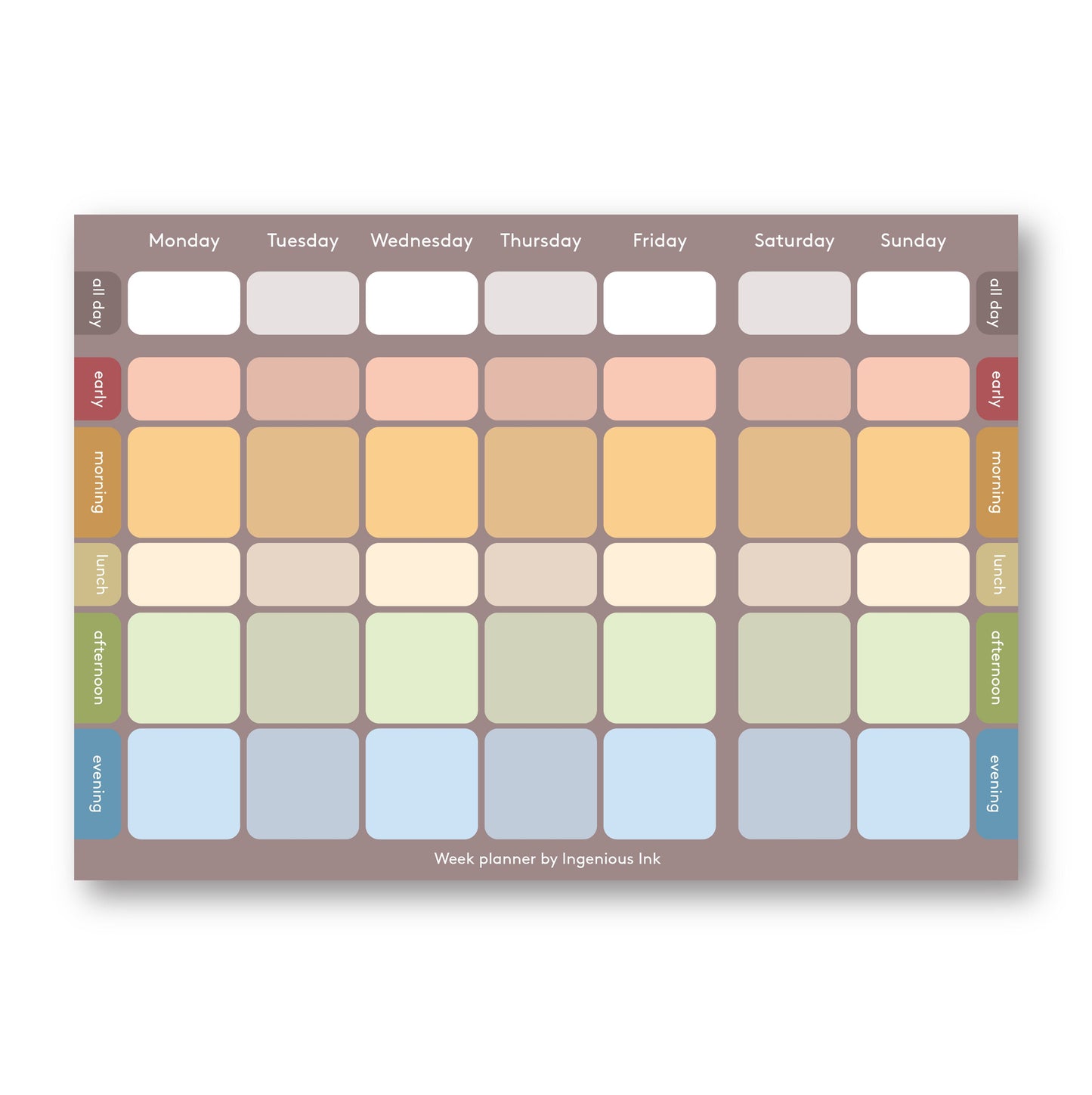 Week agenda (Digital sample)