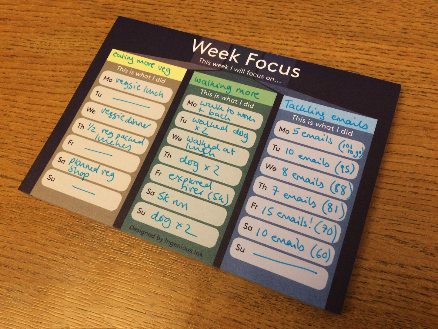 Week focus notepad