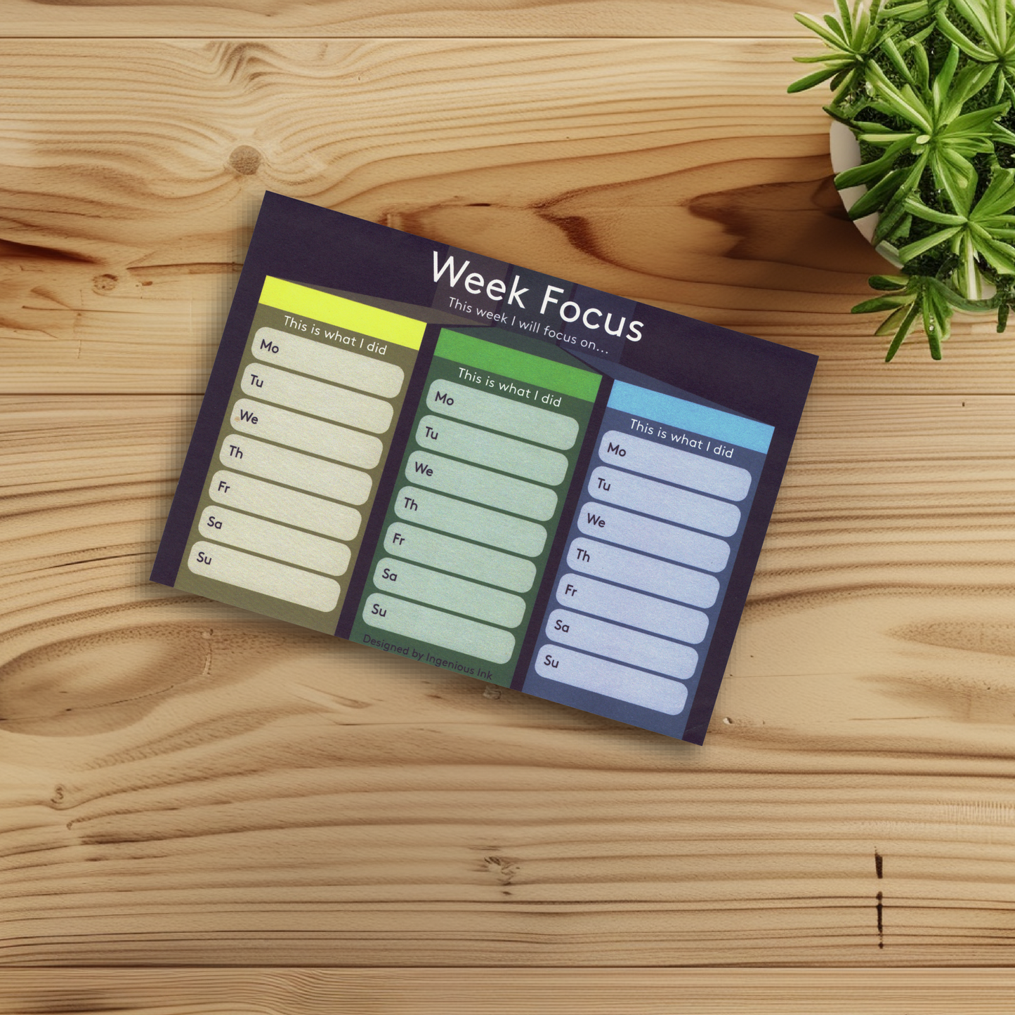 Week focus notepad