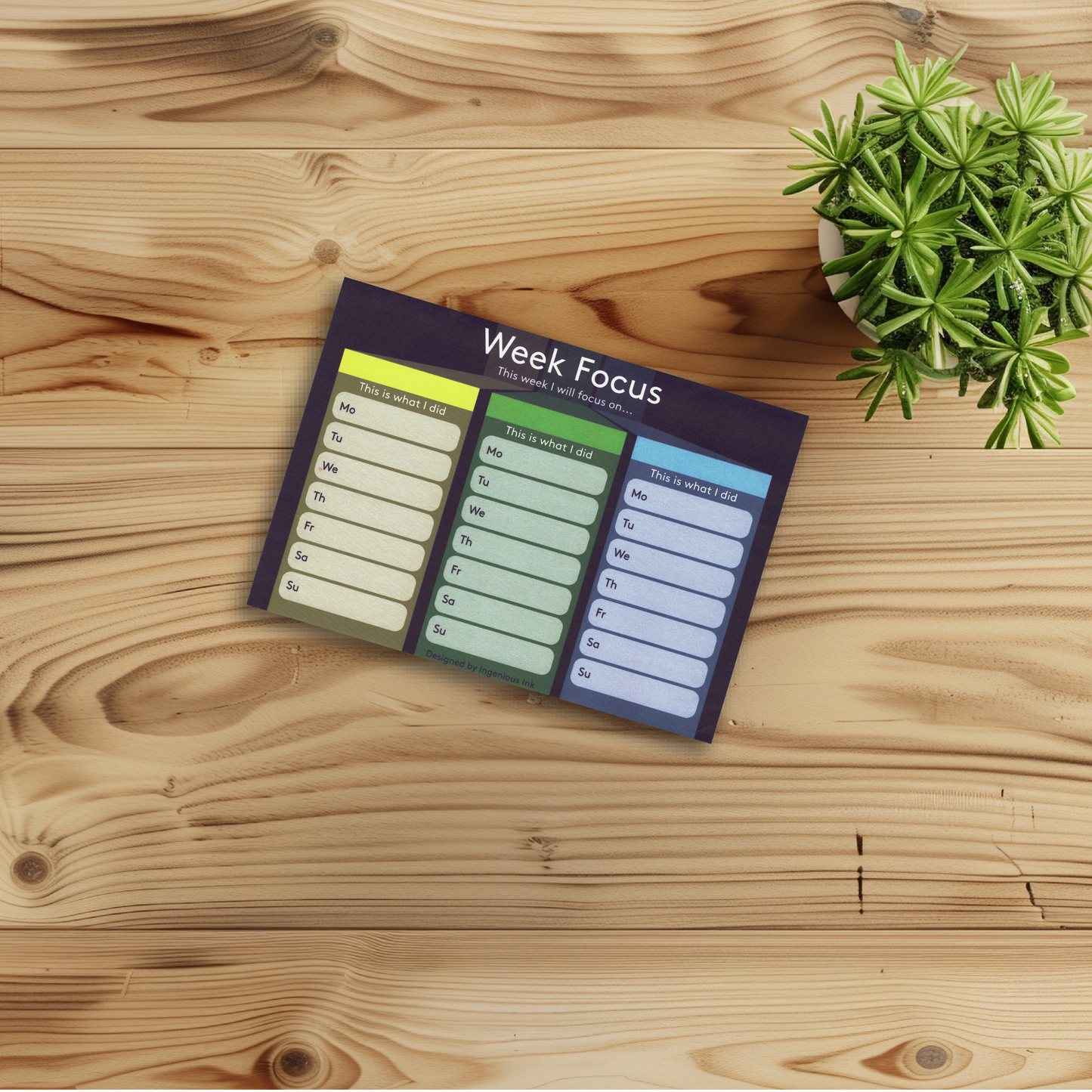 Week focus notepad