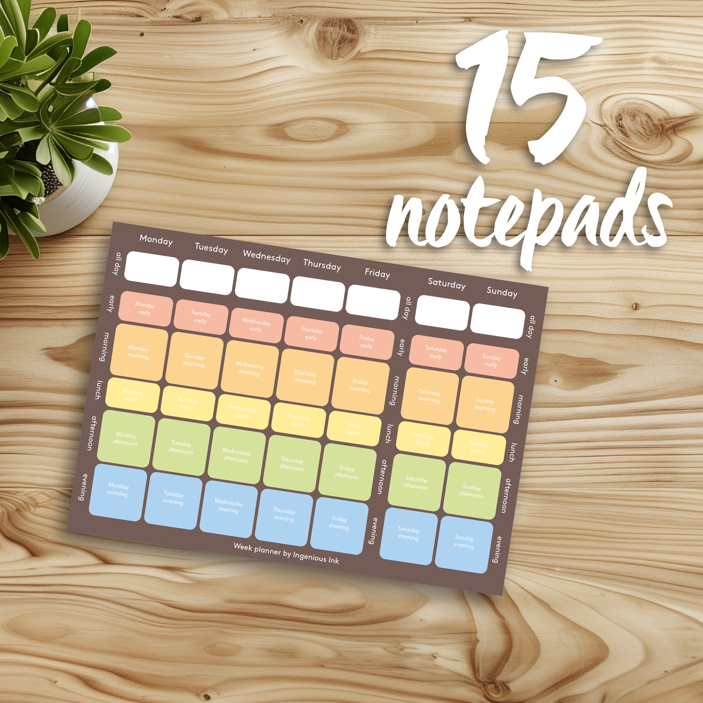 Week agenda notepad
