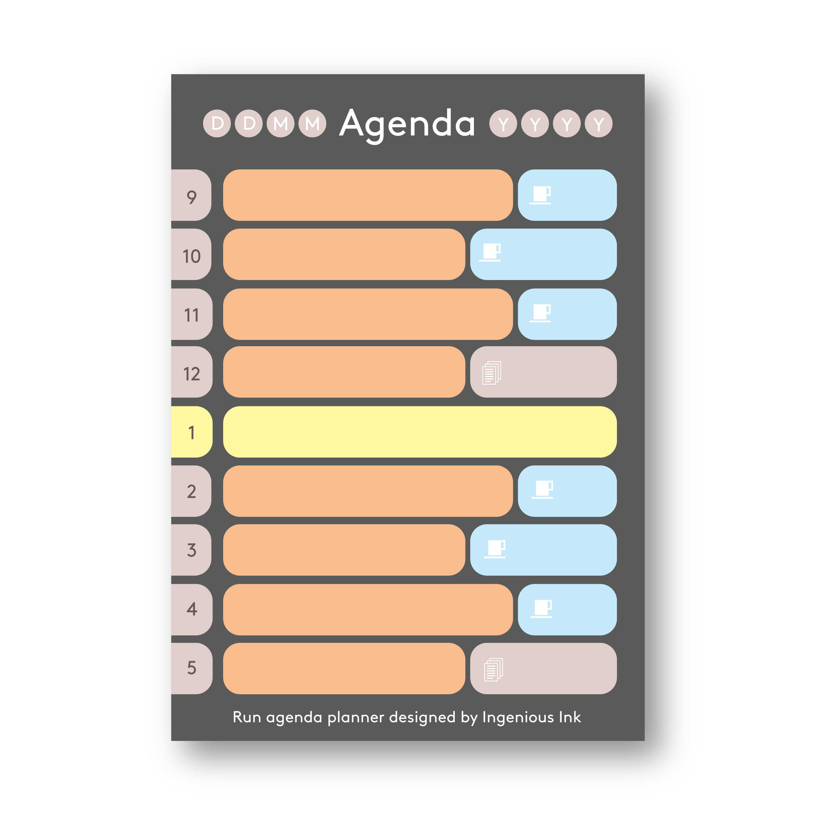 Run agenda notepad