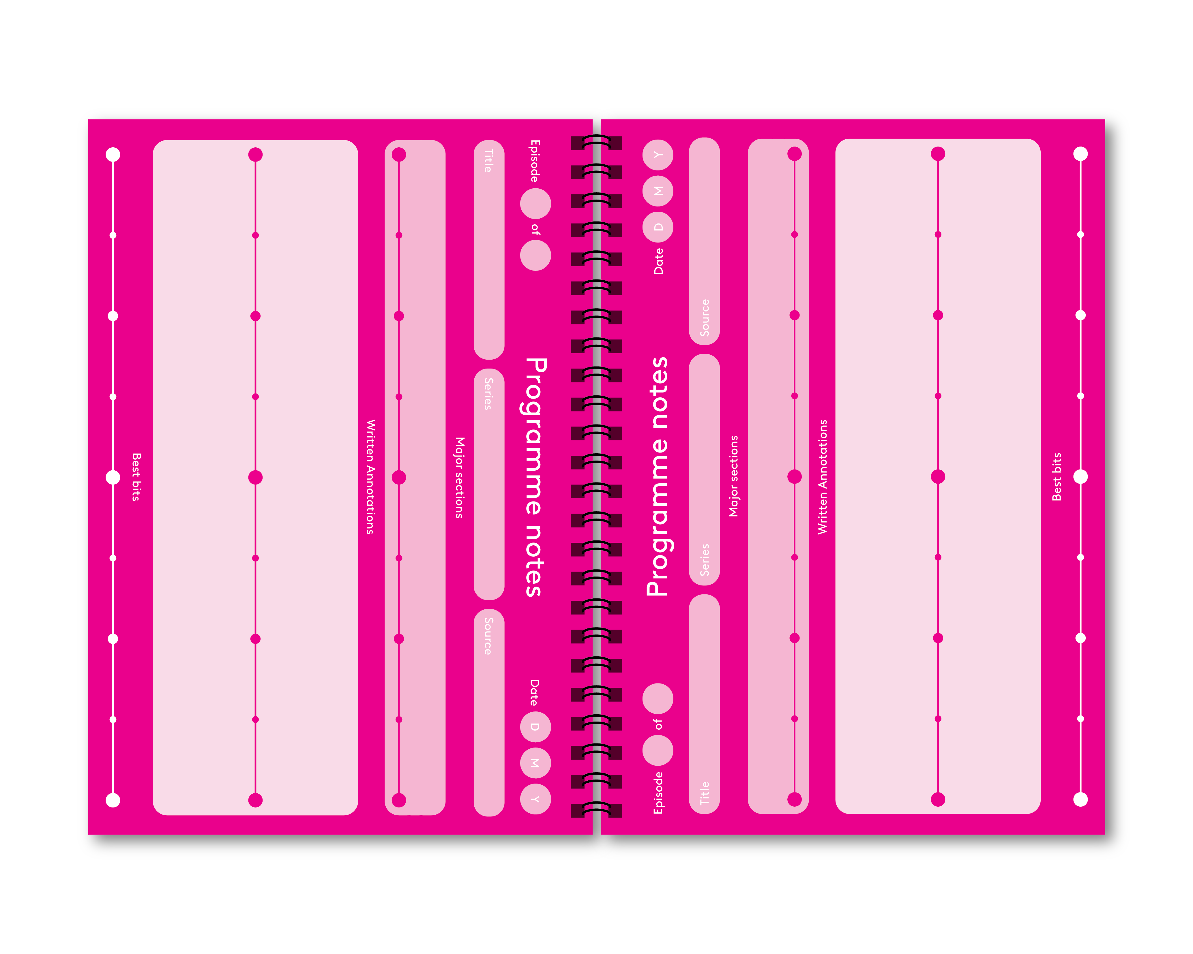 Programme notes spiral bound book